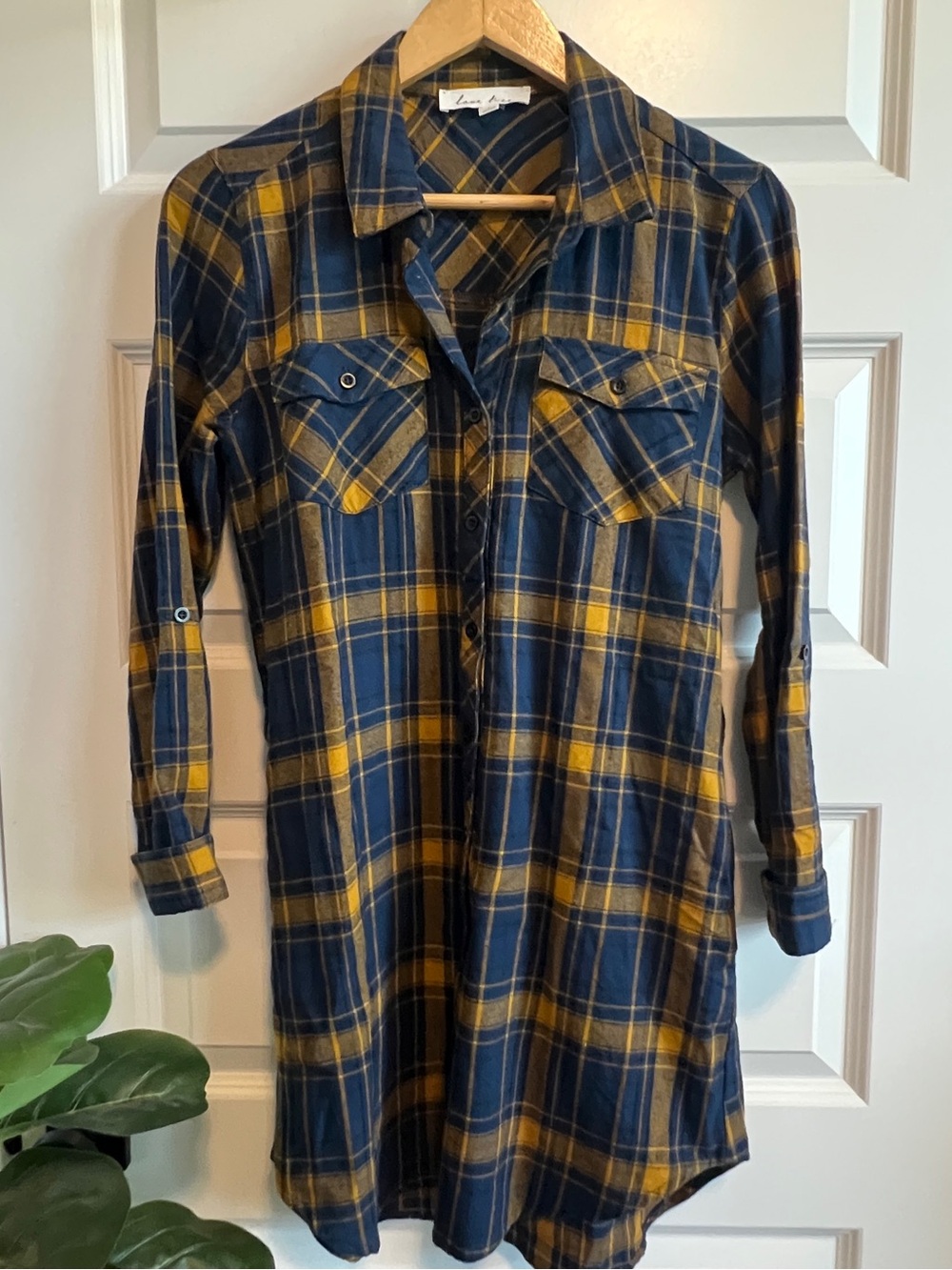 LOVE TREE Plaid Flannel Tunic Dress Small